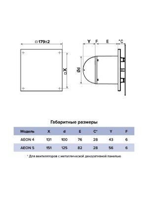 Вентилятор накладной AEON D125 обр.клапан turbo DICITI