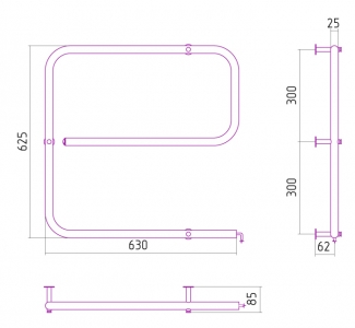 Полотенцесушитель электрический Стилье ЭПС "G" 600x600 (60 Вт)